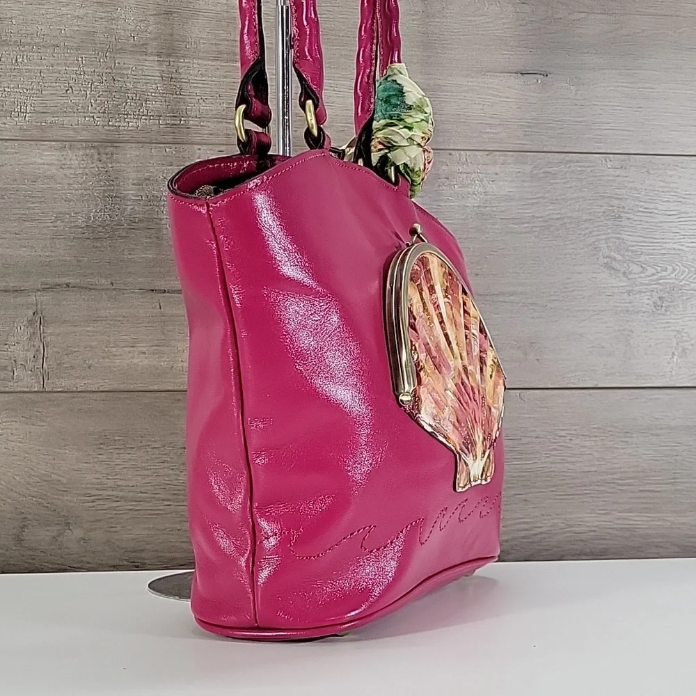 Patricia Nash Zorita Fuchsia Tote Bag with Shell Accent New